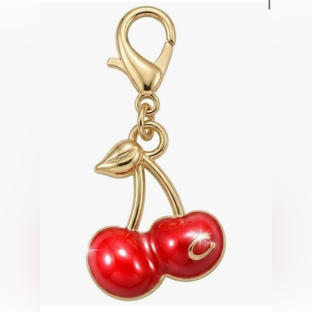 Adorable Little Coach C Logo Cherry Keychain Bag charm with Gold Accents